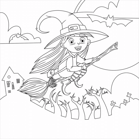 Witch coloring page free printable coloring pages