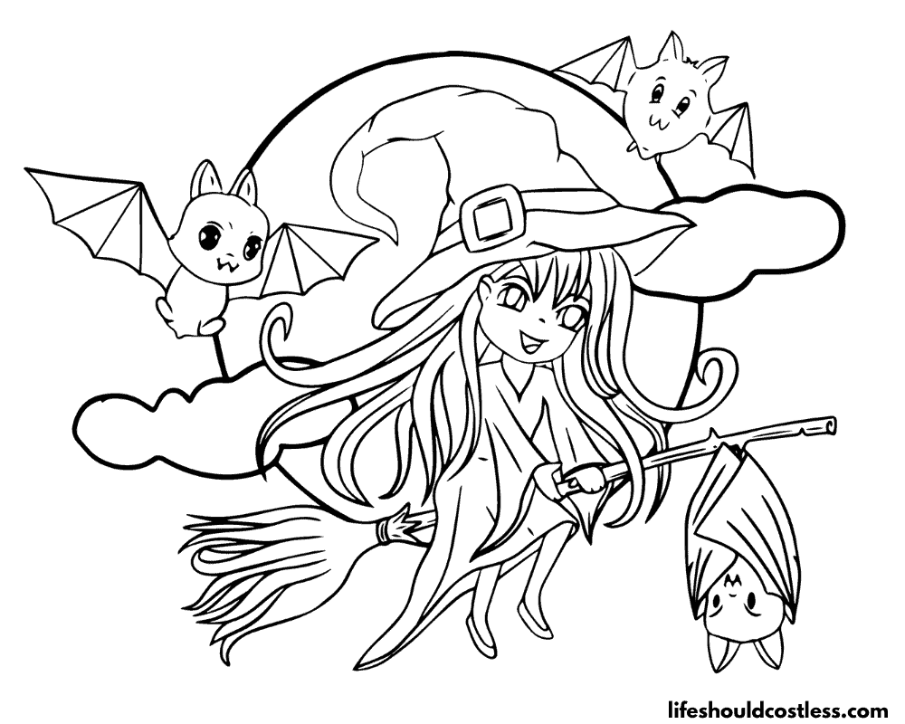 Witch coloring pages free printable pdf templates