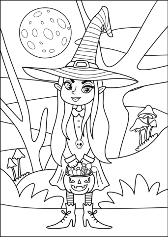 Witch coloring page free printable coloring pages