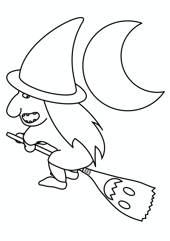 Witch drawing for coloring page free printable nurieworld