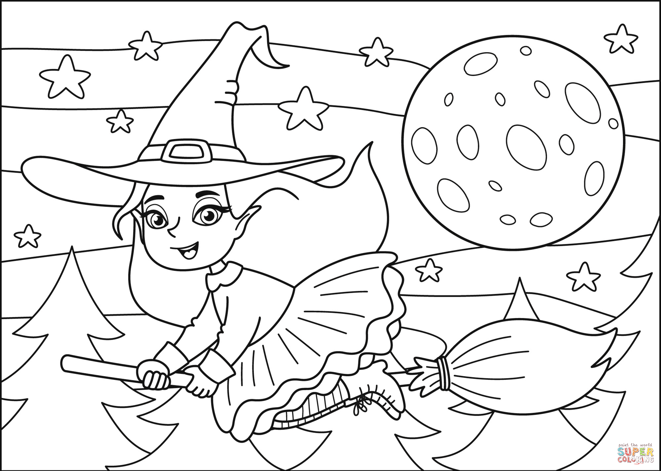 Witch coloring page free printable coloring pages