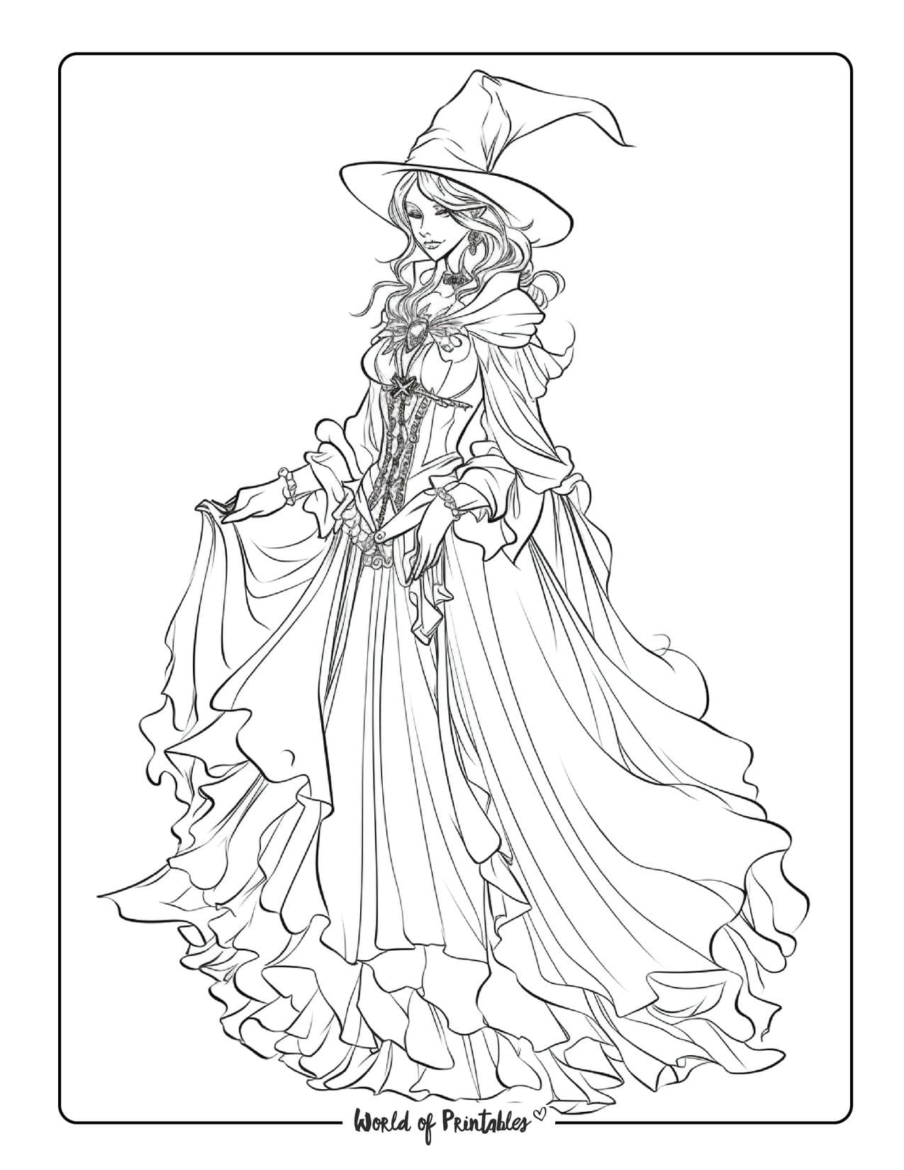 Witch coloring pages for kids adults