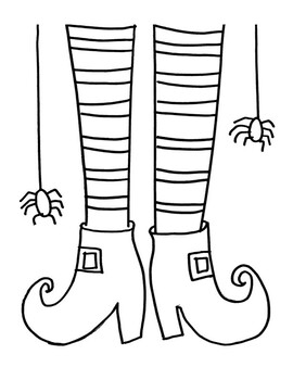 Halloween witchs legs printable coloring page by demetria schweizer