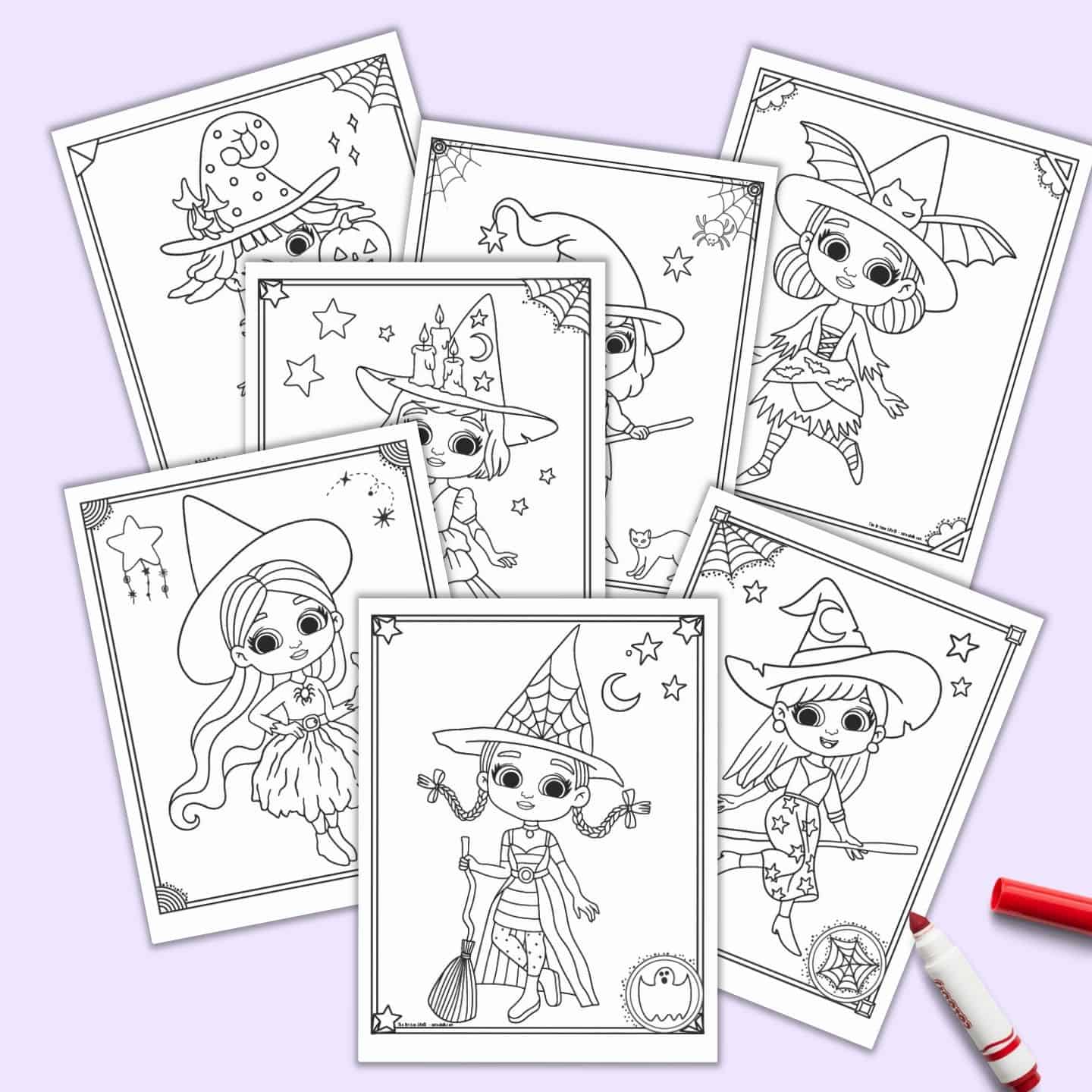 Free printable cute halloween witch coloring pages