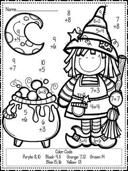 Witches brew color by the code freebie by second grade surprises