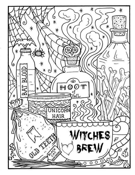 Witchy brew coloring page pdf halloween coloring fun coloring pages to download and color