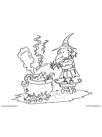 Halloween coloring page â witchs reptile brew â tims printables