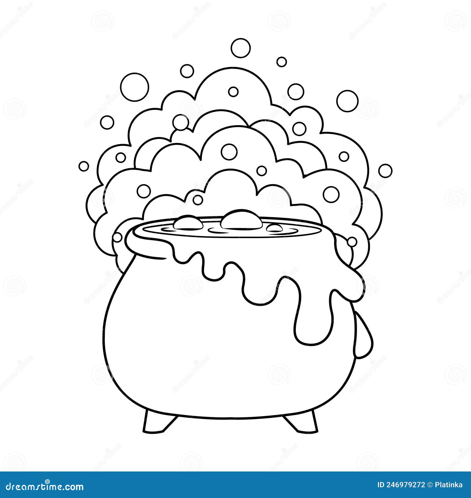 Witches cauldron with potion for halloween coloring page stock vector