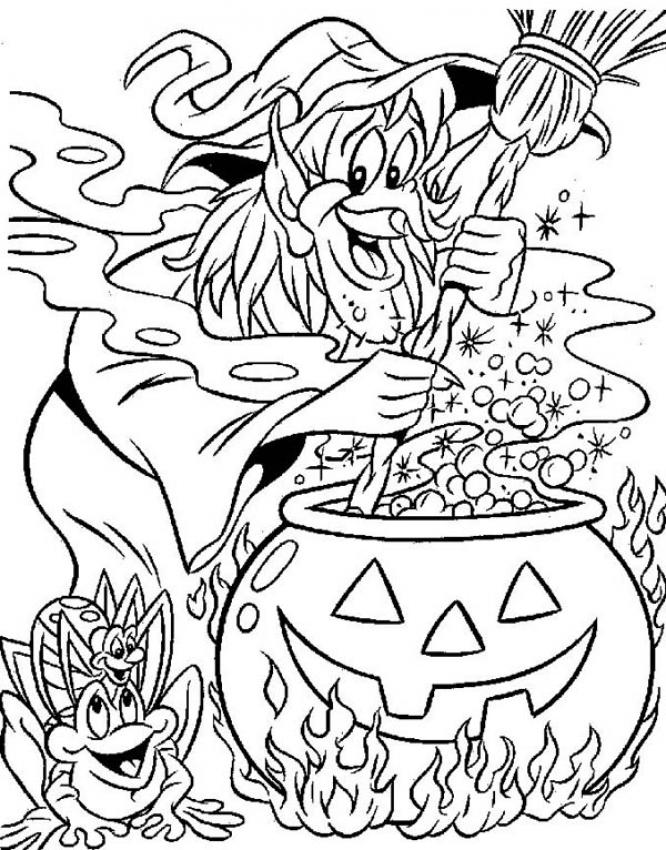 Sorceress prepares a cursed potion coloring pages