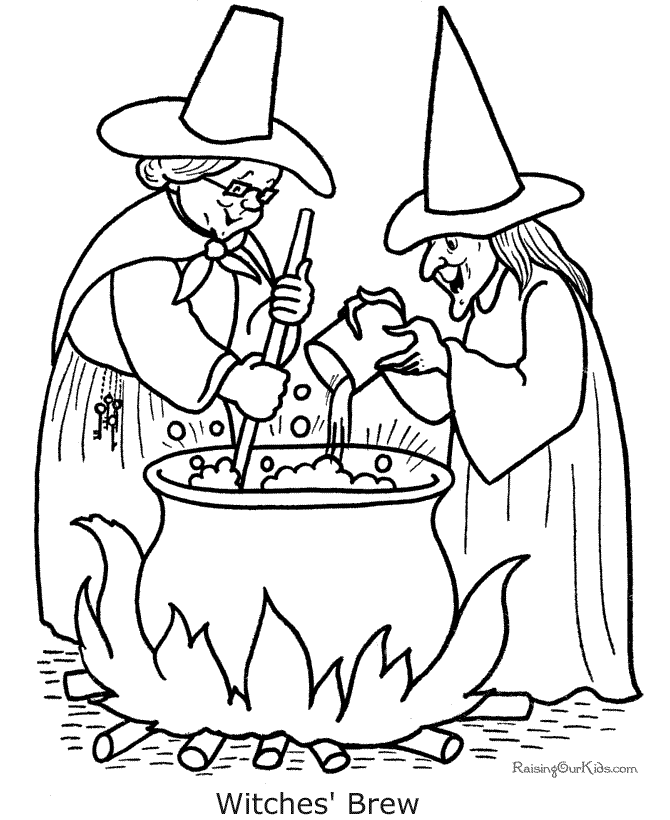 Scary halloween witches brew coloring page