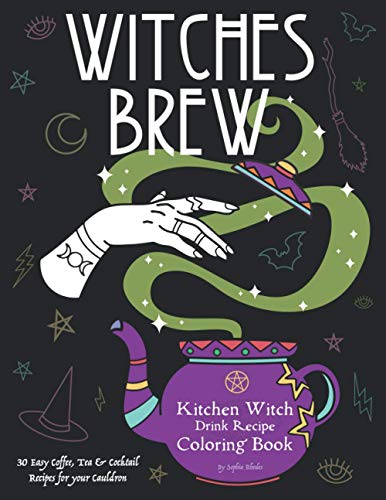 Witches brew kitchen witch drink recipe loring book