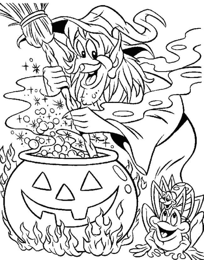 Online coloring pages coloring page sinister brew potion witch download print coloring page