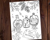 Witches brew coloring page all ages coloring spell jar coloring magical coloring spiritual coloring witchy coloring page