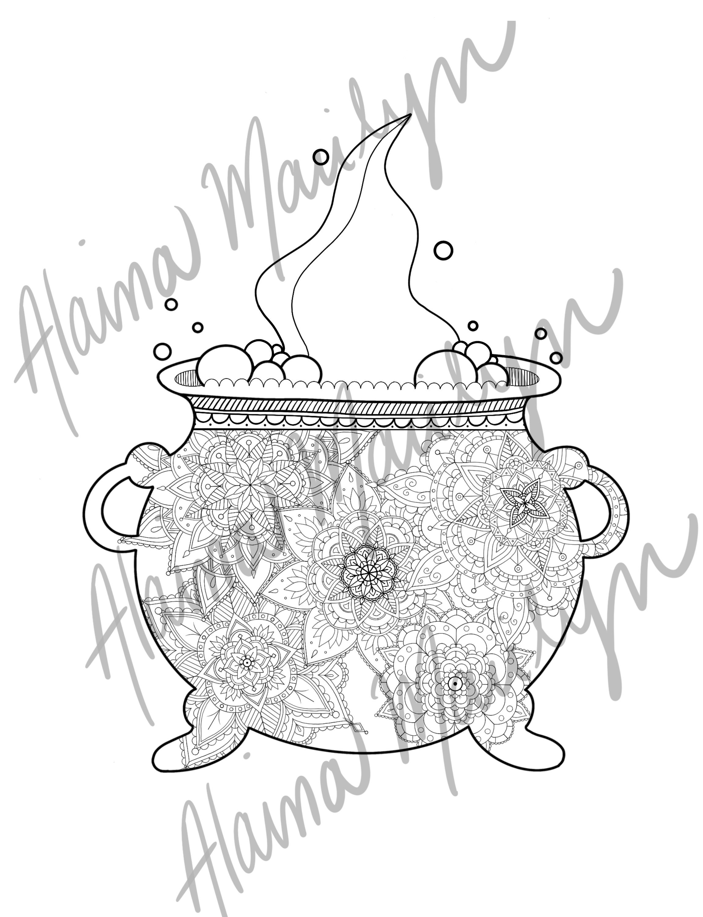 Cauldron adult coloring page