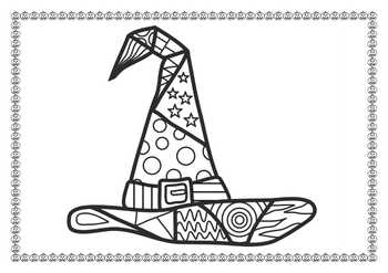 Halloween witchs hat zentangle no prep coloring page by pooley productions