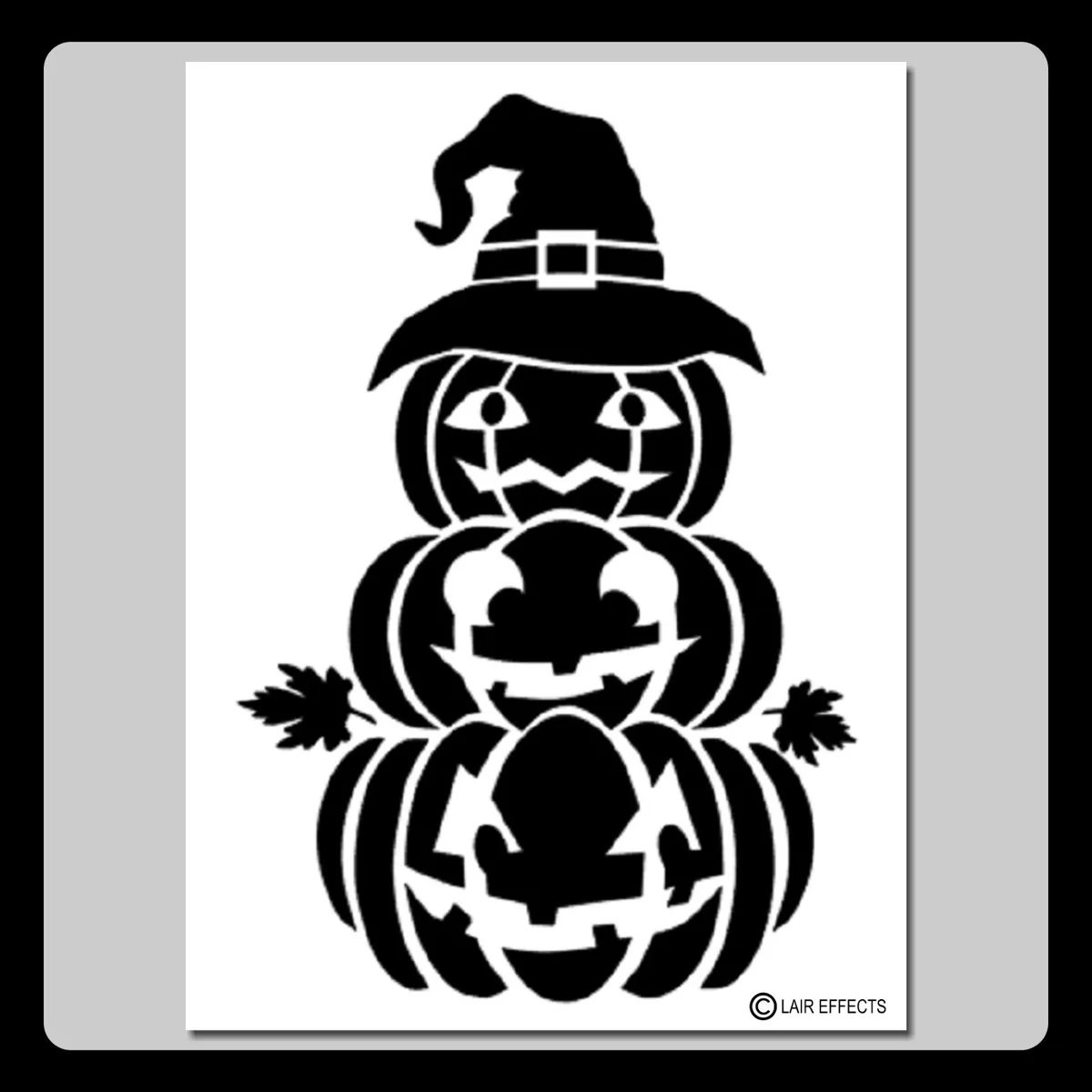 Happy stacked pumpkins stencil pumpkin halloween fall leaves witch hat