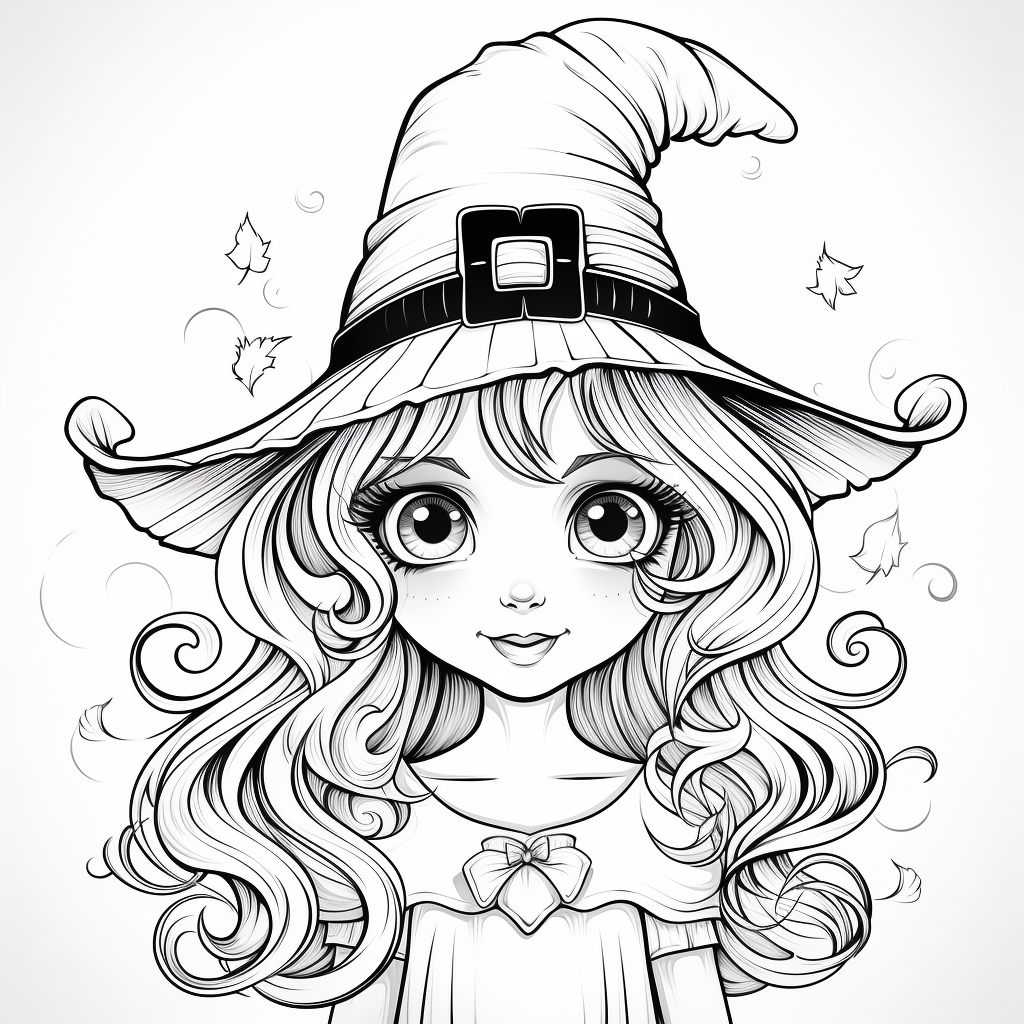 Halloween witch hat coloring pages