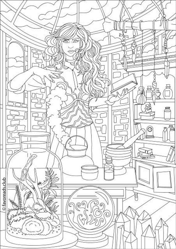 Witch printable adult coloring page from favoreads coloring book pages for adults and kids coloring sheets coloring designs