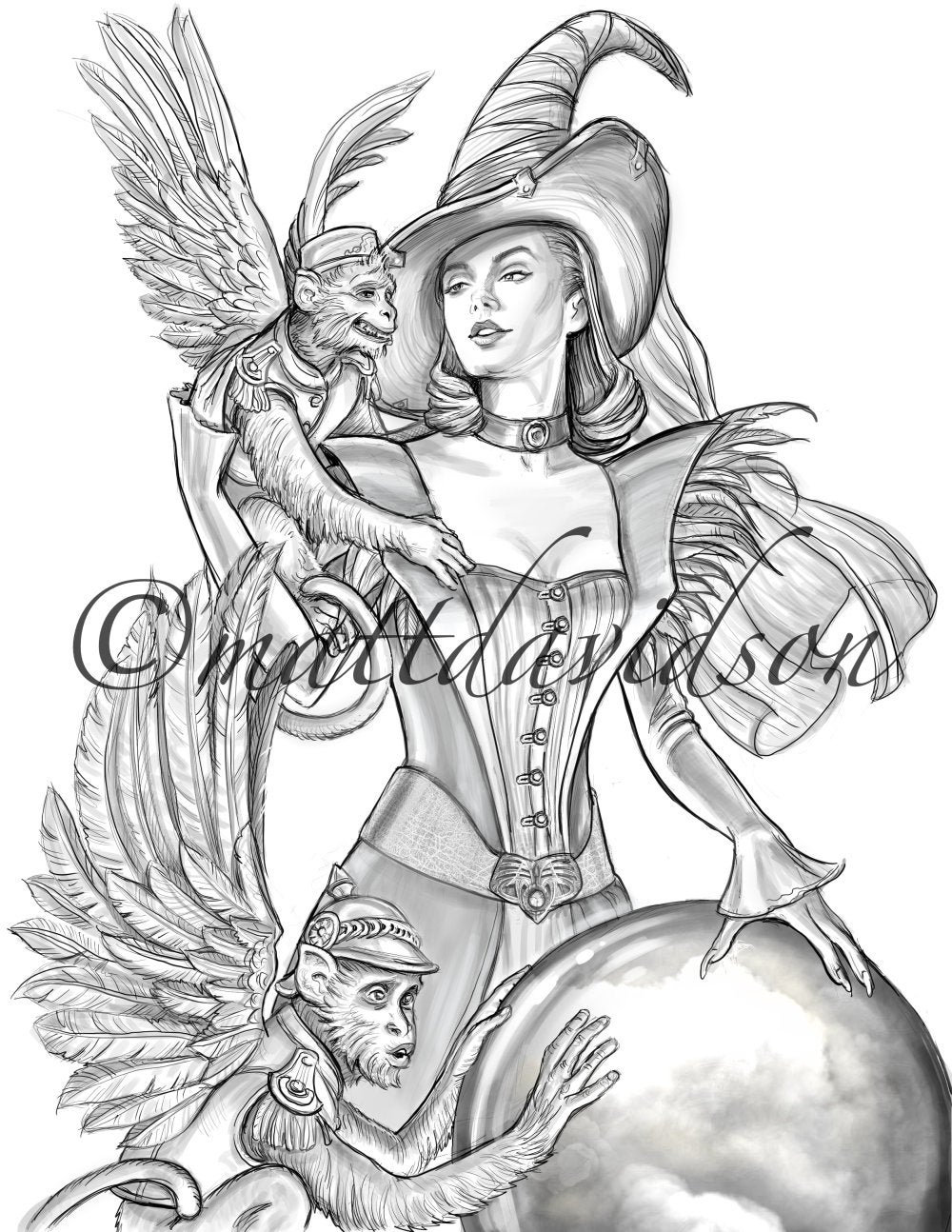 Coloring pages for adults wicked witch of the west wizard of oz victorian coloring book grayscale