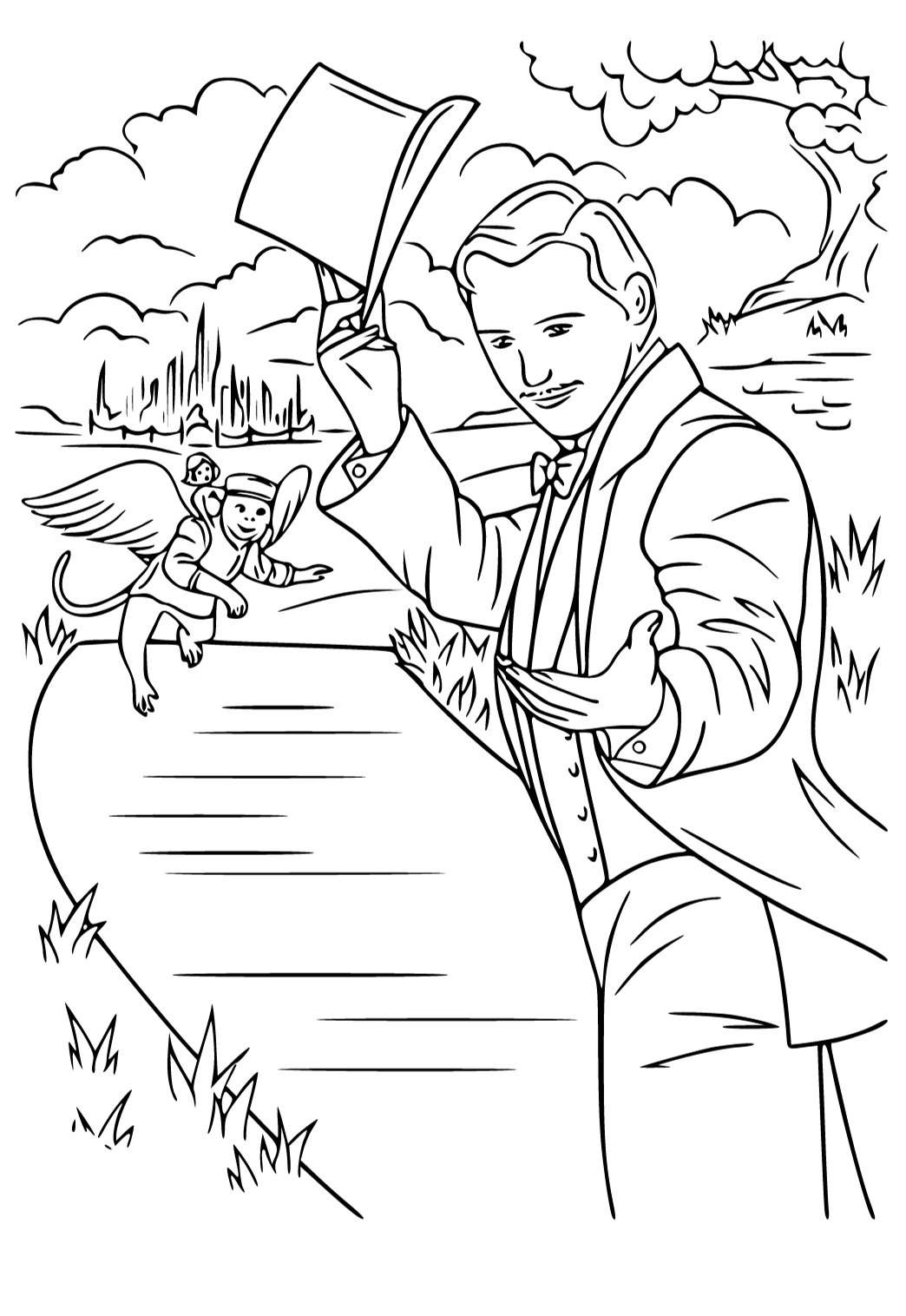 Free printable wizard of oz invitation coloring page for adults and kids