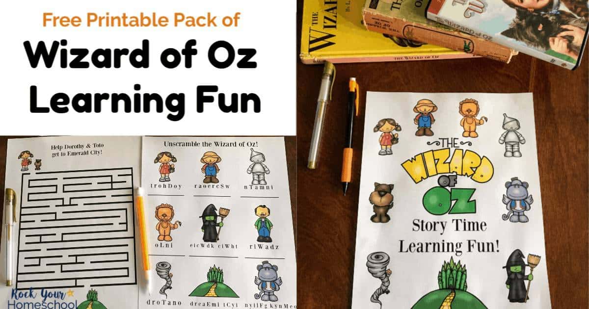 Free printable pack of wizard of oz learning fun