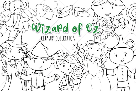 Wizard of oz black and white digital stamps wizard of oz coloring pages emerald city clip art
