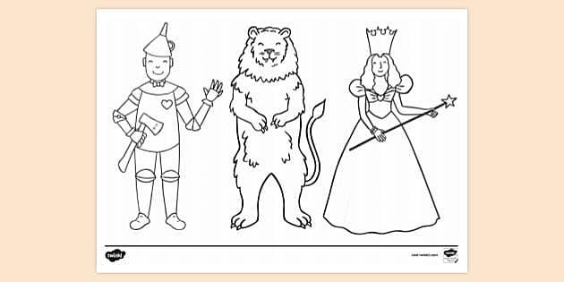 Characters from the wizard of oz louring sheet