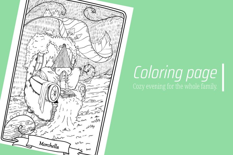 Printable mushroom forest coloring page cottagecore