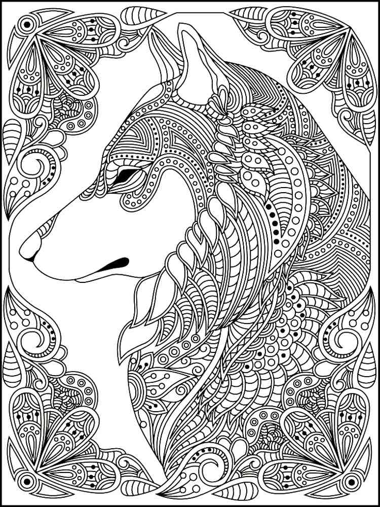 Wolf coloring pages for adults