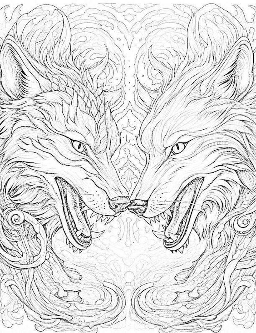 Majestic wolf coloring pages for kids and adults