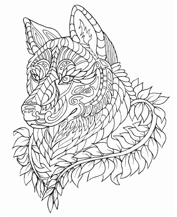 Wolf mandala coloring page download now