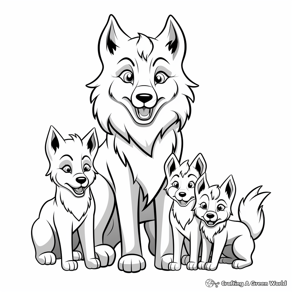 Wolf family coloring pages