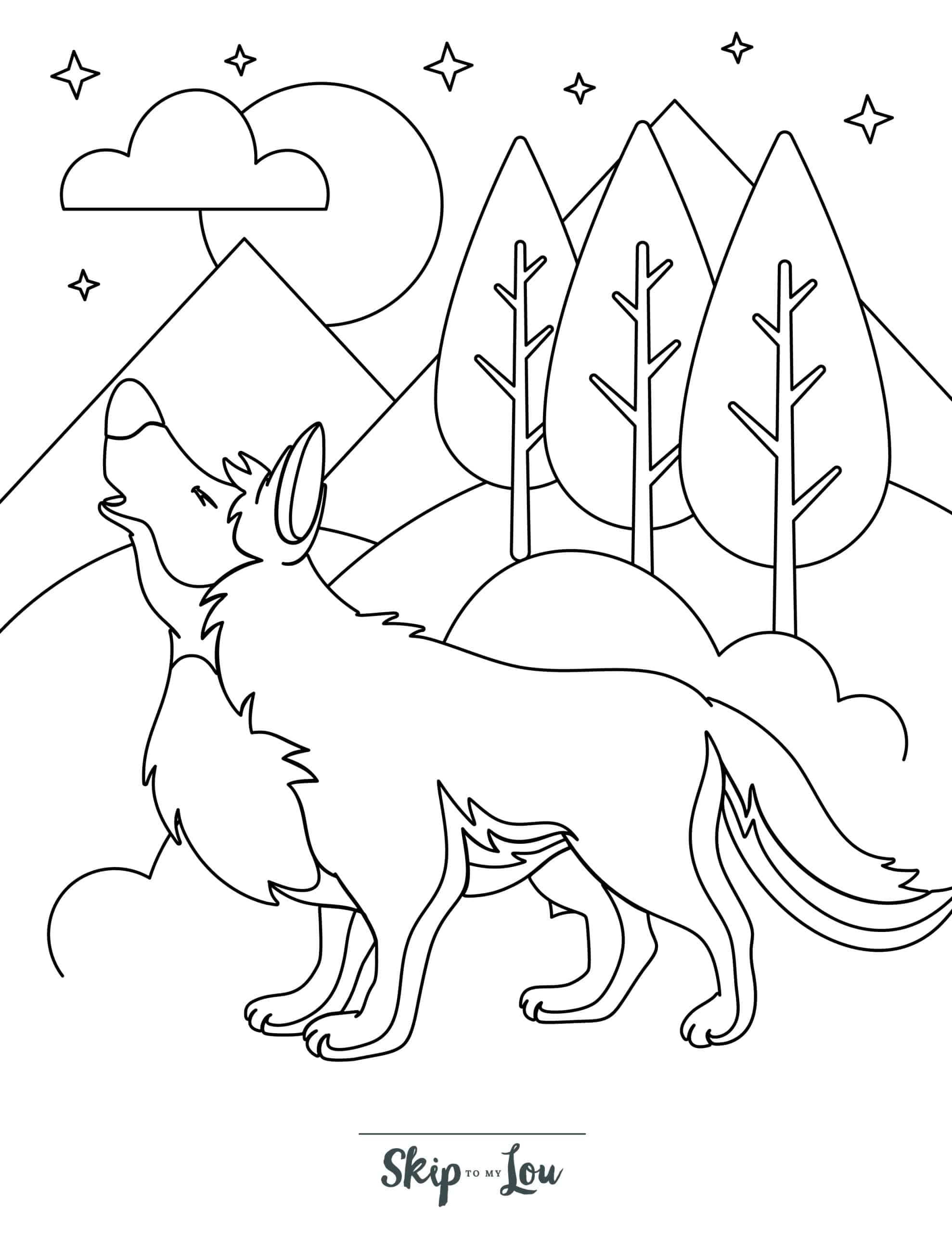 Free printable wolf coloring pages for kids skip to my lou