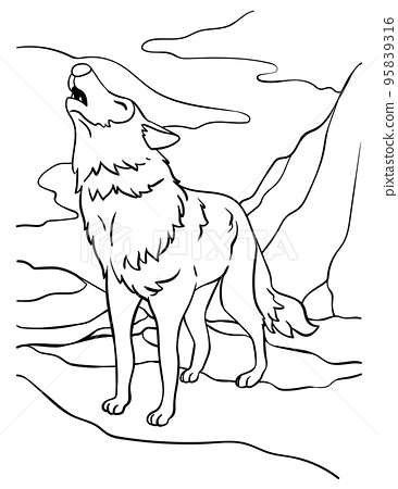 Wolf animal coloring page for kids