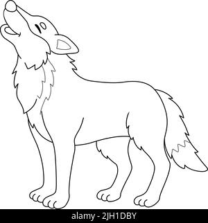 Wolf animal coloring page for kids stock vector image art