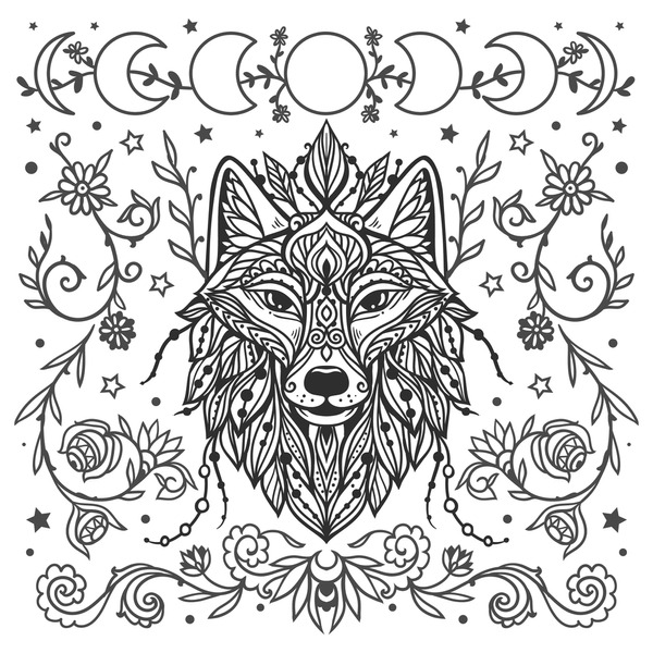 Thousand coloring book wolf royalty