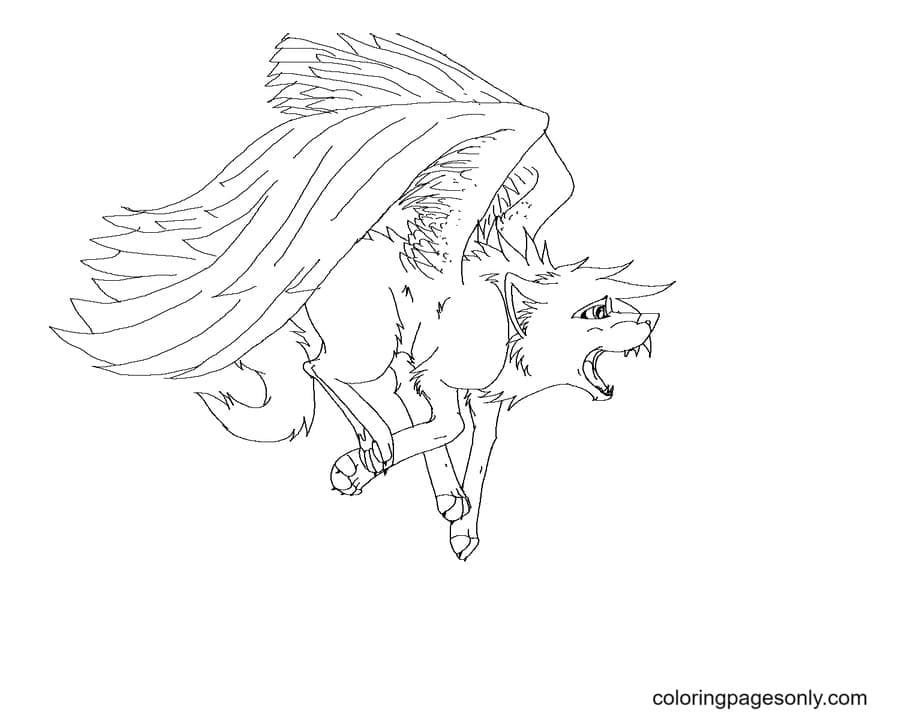 Wolf with wings coloring pages printable for free download