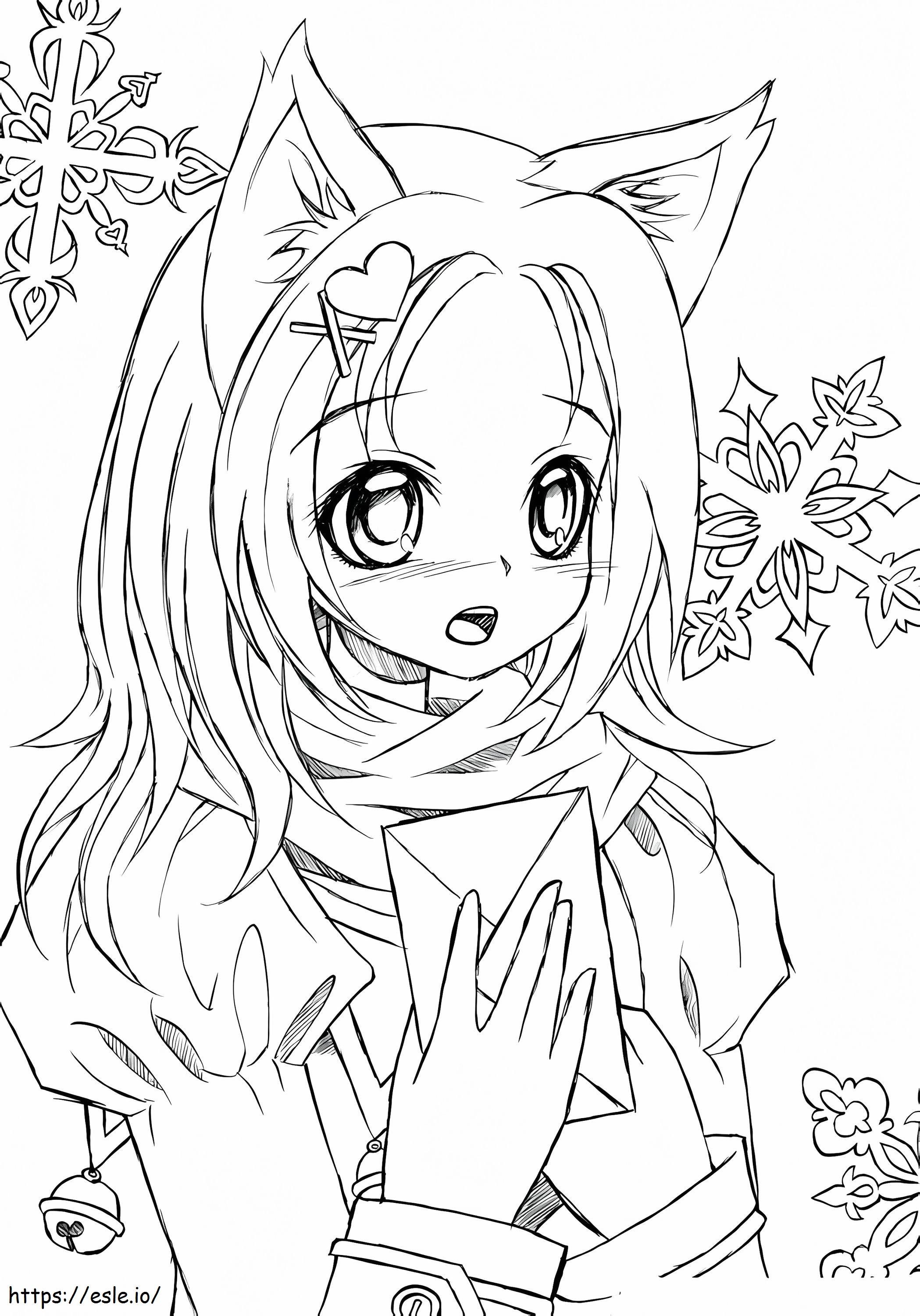 Kawaii wolf girl coloring page coloring page