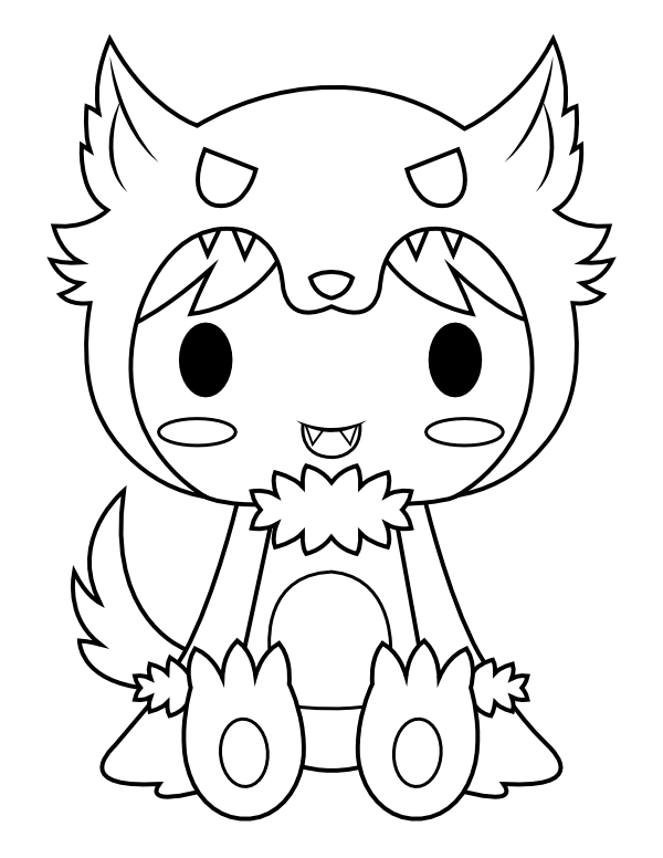 Printable wolf costume coloring page