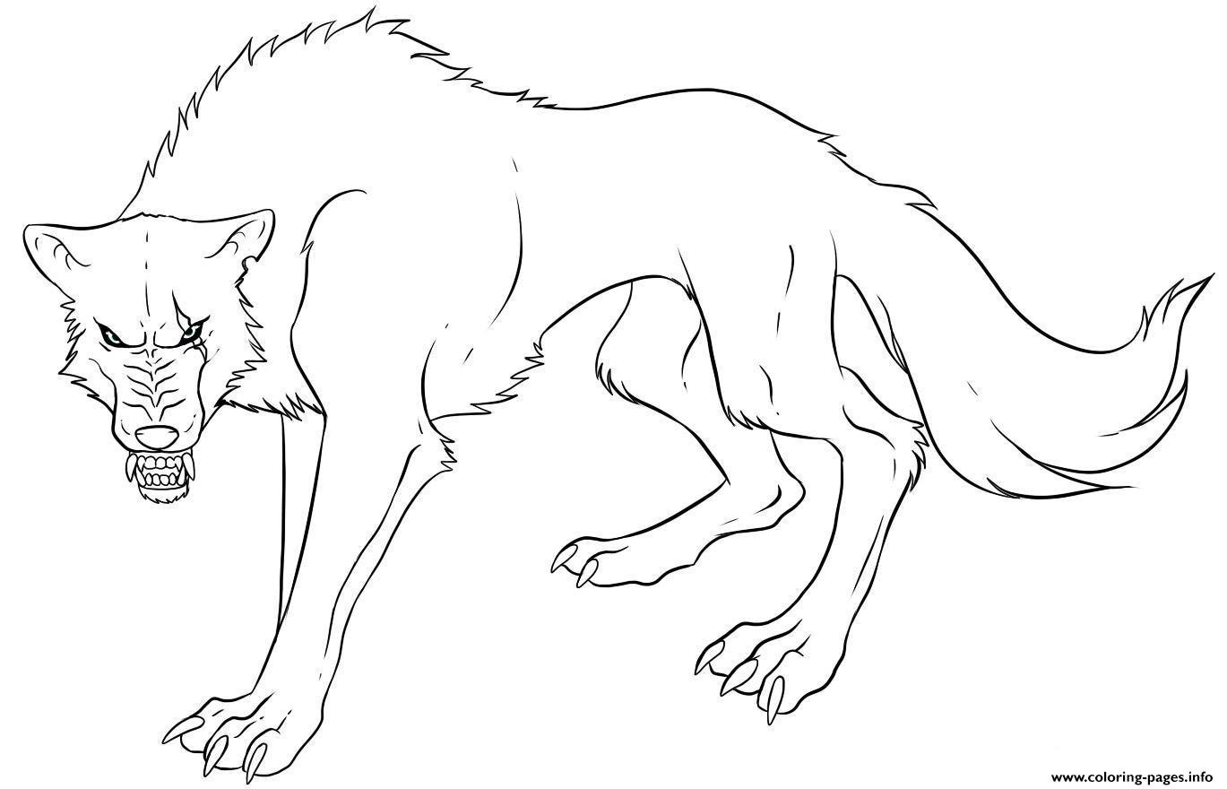 Anime wolf s print coloring page printable