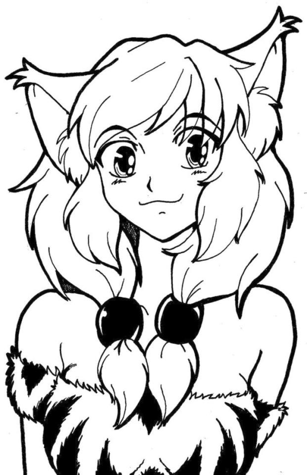 Get this wolf anime girl coloring pages printable wf