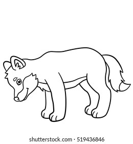 Coloring pages little cute baby wolf stock vector royalty free