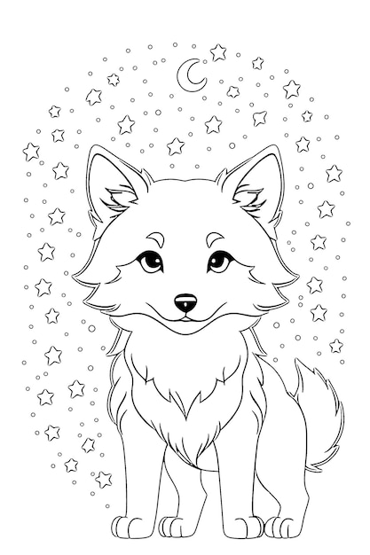 Premium ai image cute wolf coloring page
