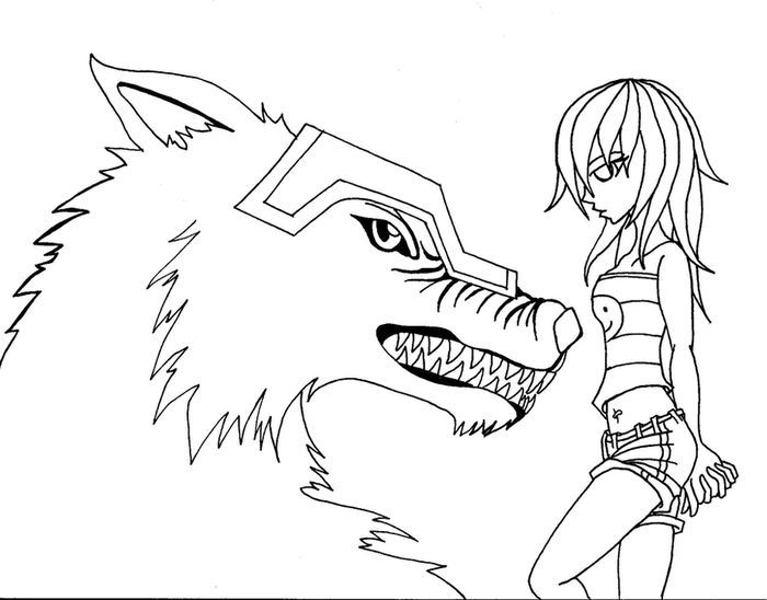 Coloring pages of utima werewolf girl anime wolf girl wolf colors anime girl drawings