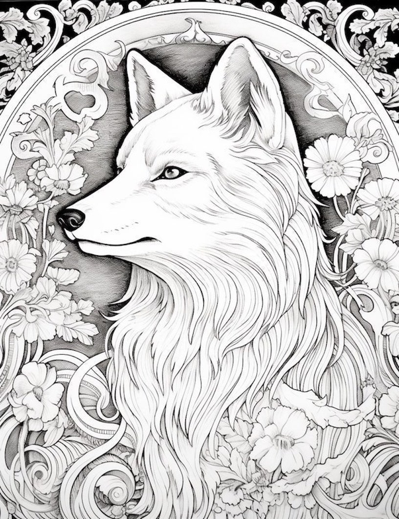 Majestic wolf coloring pages for kids and adults