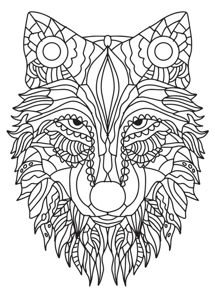 Hundred coloring book adult wolf royalty