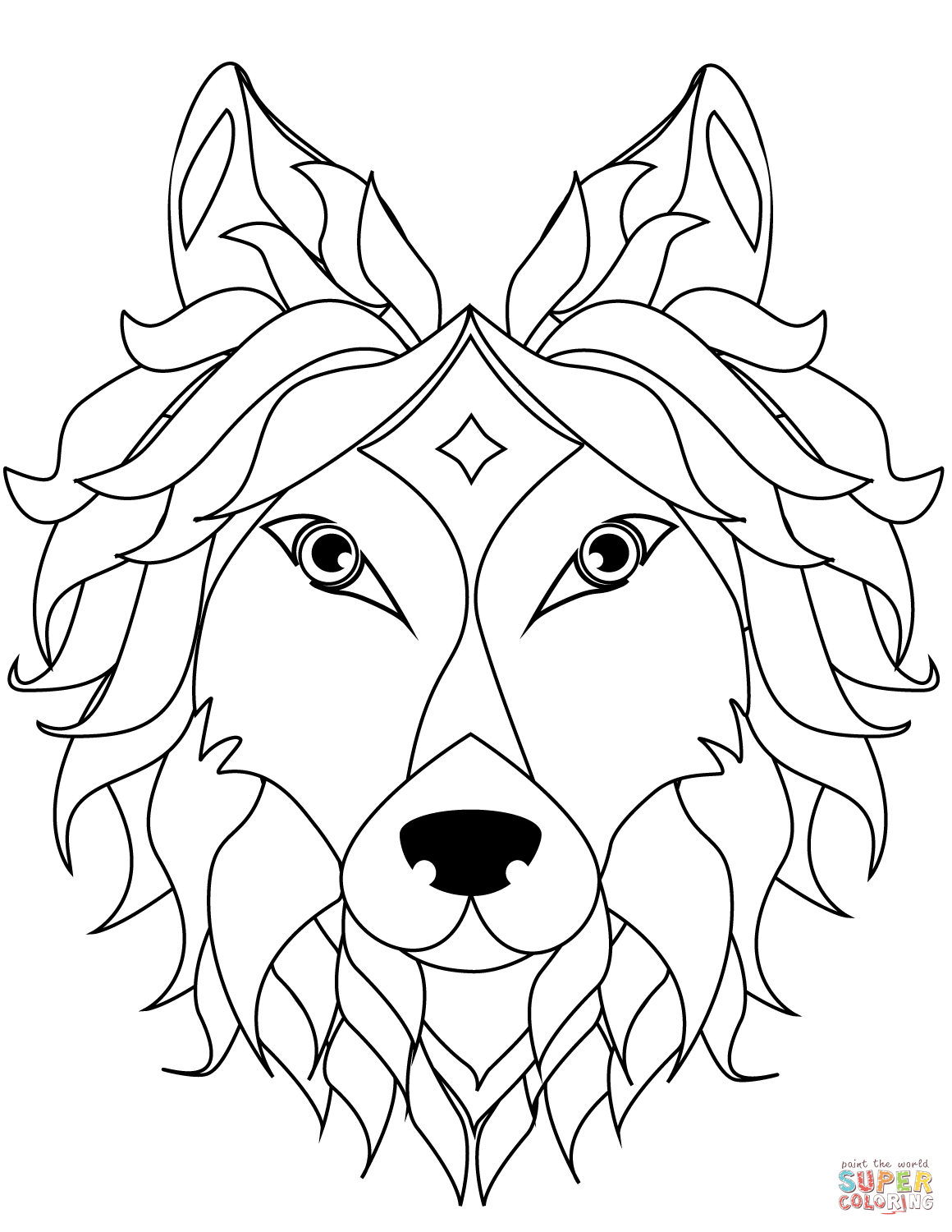 Wolf head coloring page free printable coloring pages