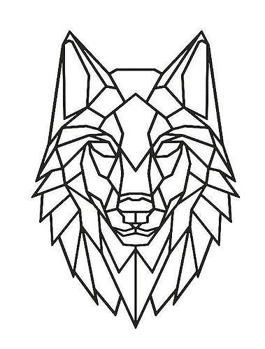 Wolf line art d d model d printable