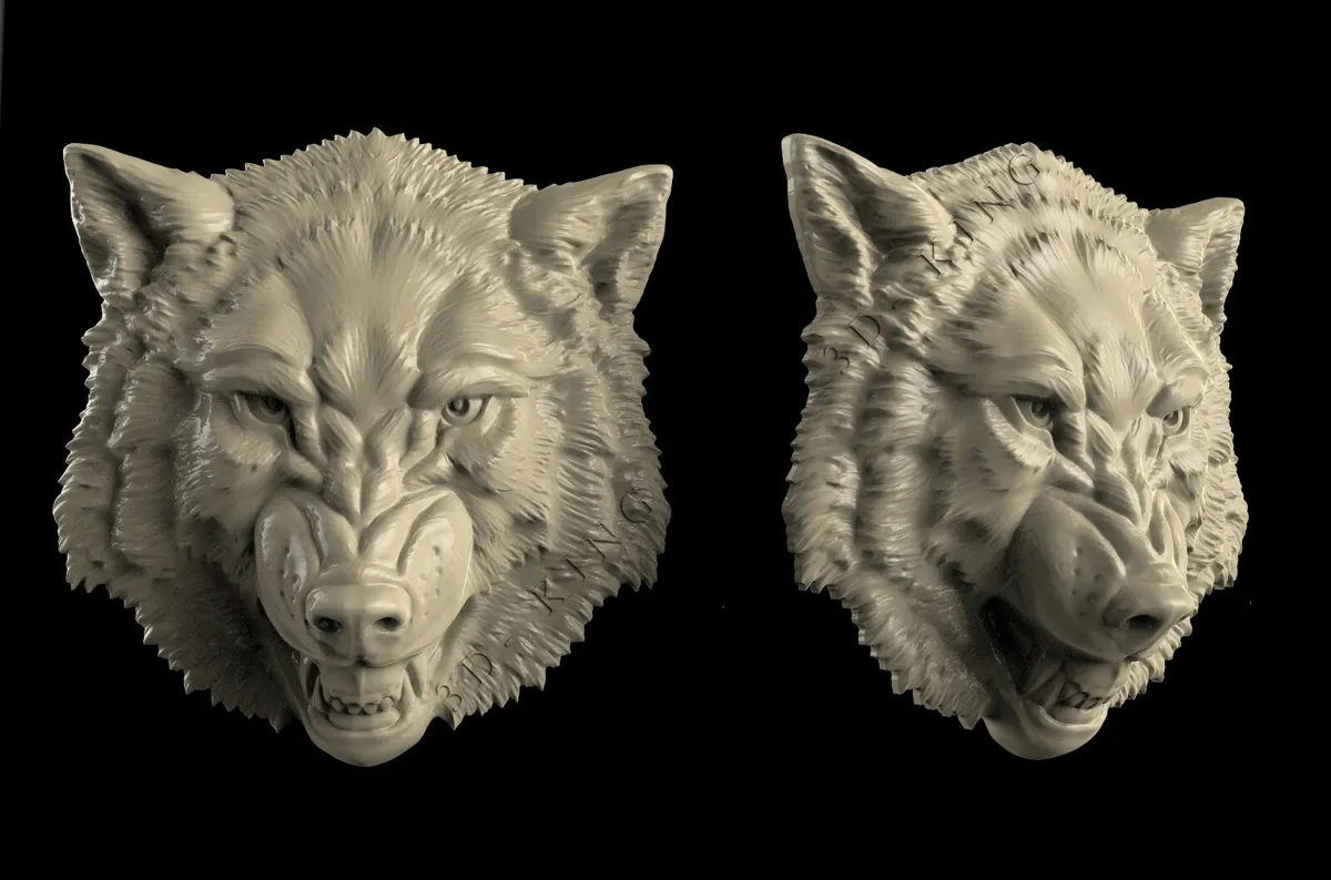 D stl model wolfs head for cnc aspire artcam d printer router engraver cut d