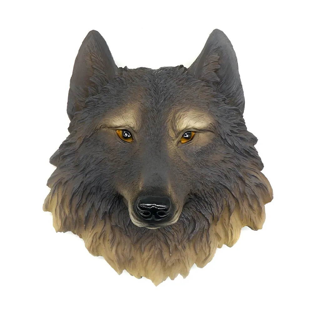 D wolf head animal wall mounted decor resin ornament hanging sculpture gift new